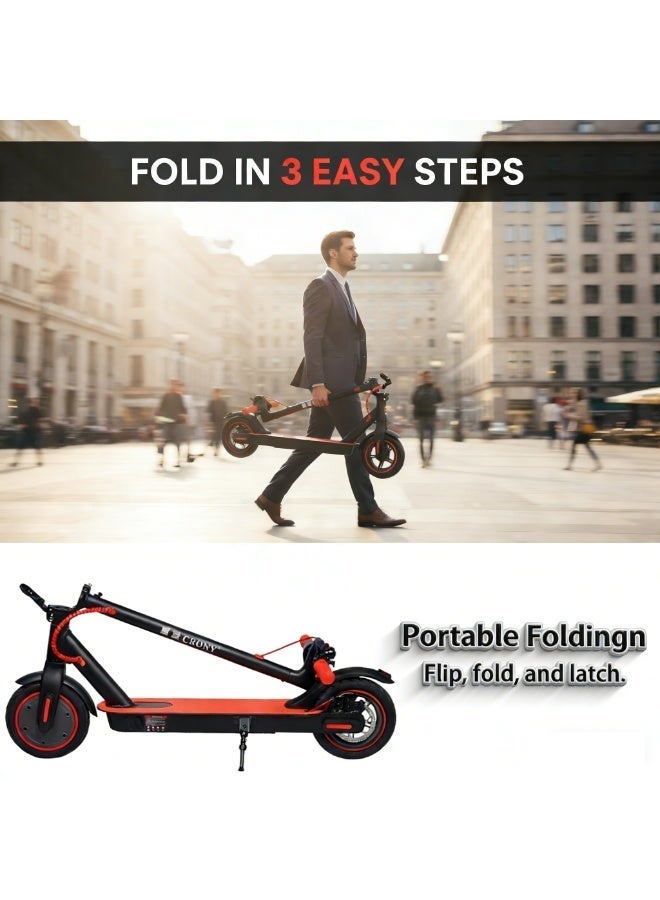 CRONY Foldable Electric Scooter Lightweight, 250W Motor, Speed 25 km/h, Range 10 km, Max Load 100 kg, App Control, Red, M365 - Image 2